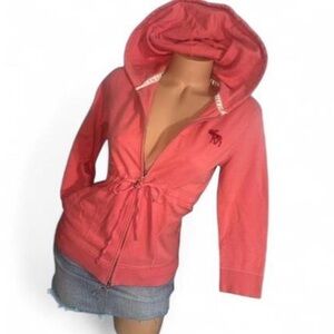 Vintage Y2K Abercrombie & Fitch Pink Babydoll Fitted Hoodie Top Bella Swan Sz M